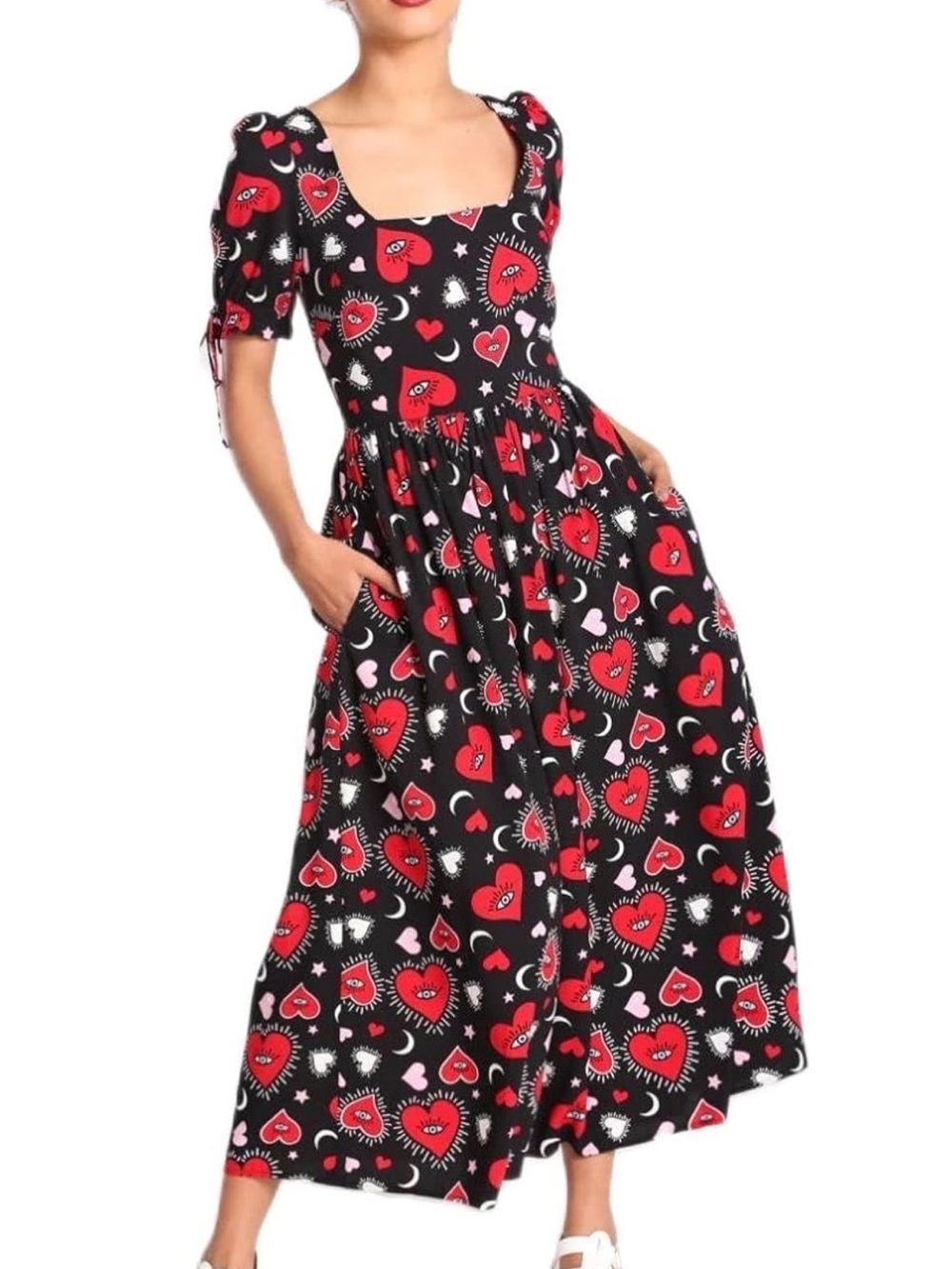 Hell Bunny Kate Heart Love Moon and Stars Retro Valentine's Day Maxi Pinup Dress